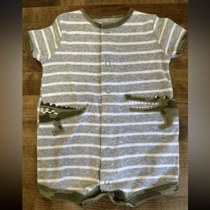 Carter's Gray and White Striped Baby Romper